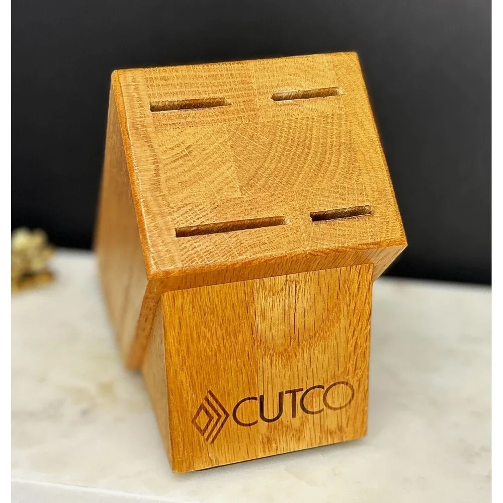 Cutco Studio Classic Honey Oak 4-Slot Knife Holder Storage Block Excellent Con